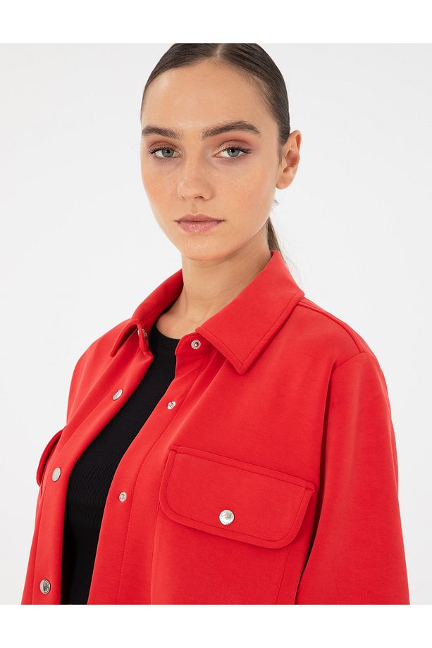 Kırmızı Oversize Modal Kumaş Örme Hırka 50291222-vr030 - 2