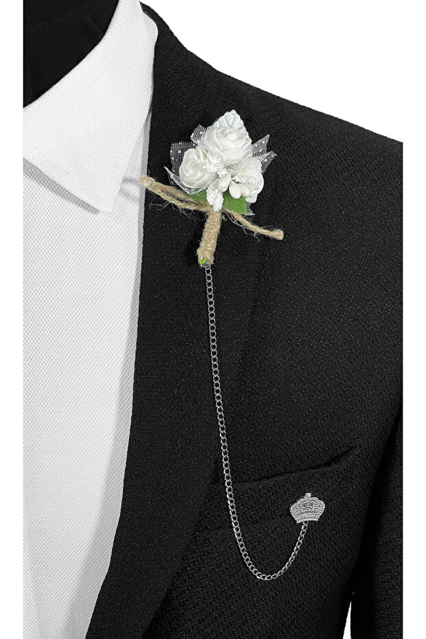 Beyaz Yaka Iğnesi Yaka Zinciri - 1