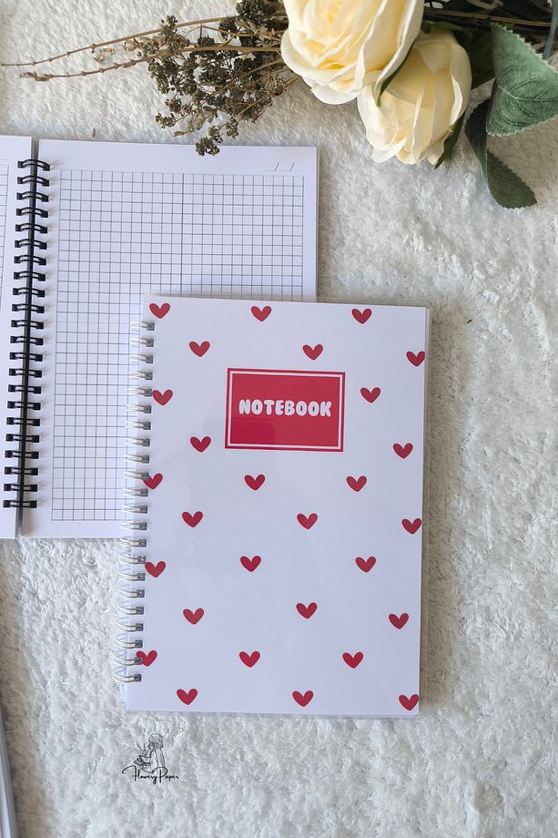 Kalp Kareli Telli Defter A5,60 Yaprak 120 Sayfa Notepad,memopad, Not Kağıdı, Okul Defteri - 2