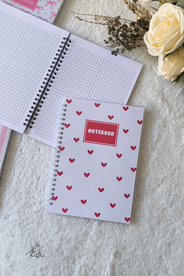 Kalp Kareli Telli Defter A5,60 Yaprak 120 Sayfa Notepad,memopad, Not Kağıdı, Okul Defteri - 3