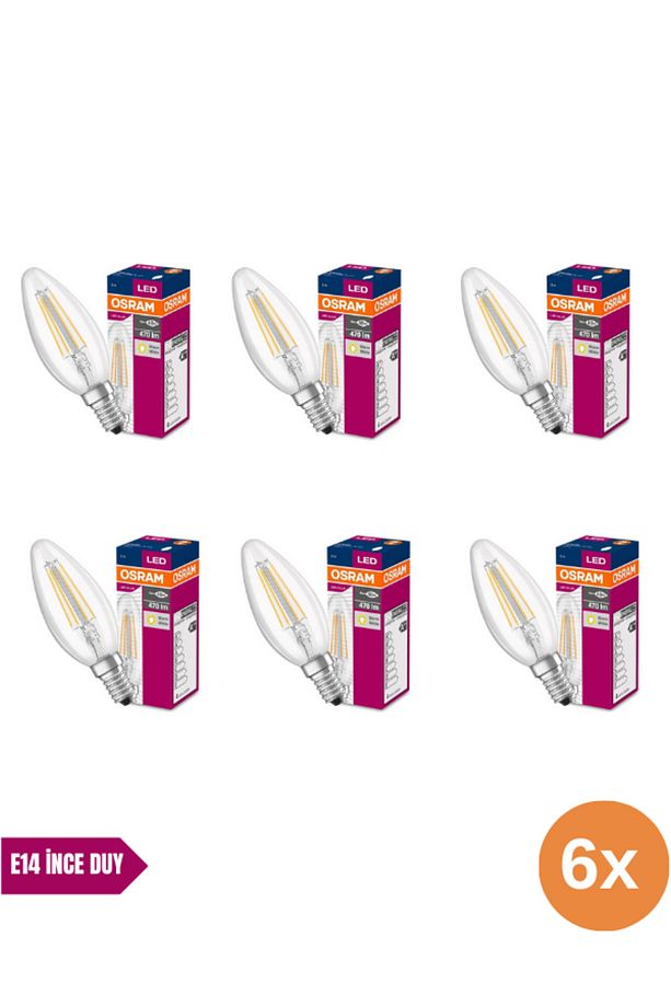 Ledvance Value Clb40 4W/827 E14 Flamanlı Şeffaf Cam Ampul  ( 6'Lı Eko Paket ) - 1