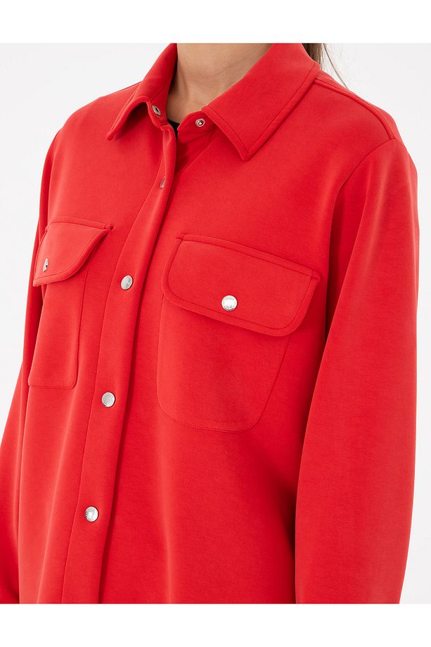 Kırmızı Oversize Modal Kumaş Örme Hırka 50291222-vr030 - 7