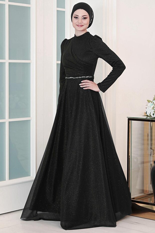 Işıl Evening Dress Black Tbssn46