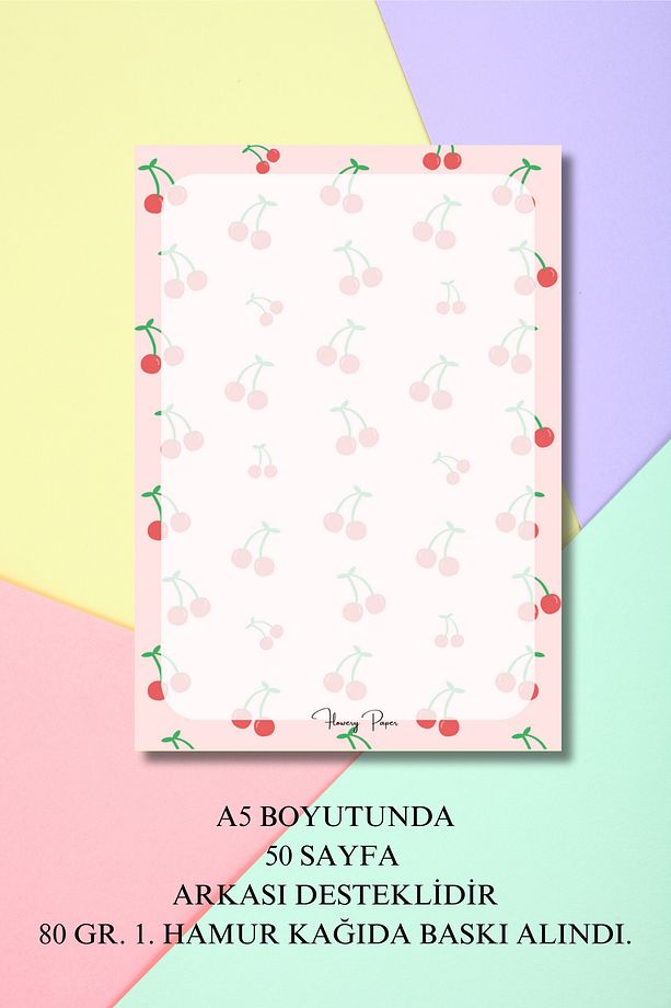 Kiraz Notepad A5 - Memopad, Bloknot, Defter, Not Kağıdı,okul Defteri - 1