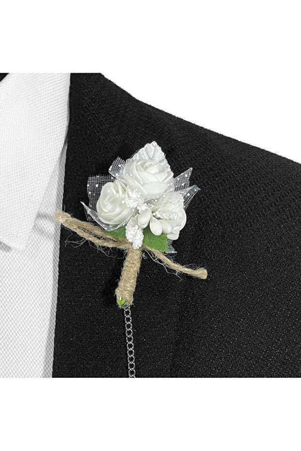 Beyaz Yaka Iğnesi Yaka Zinciri - 4