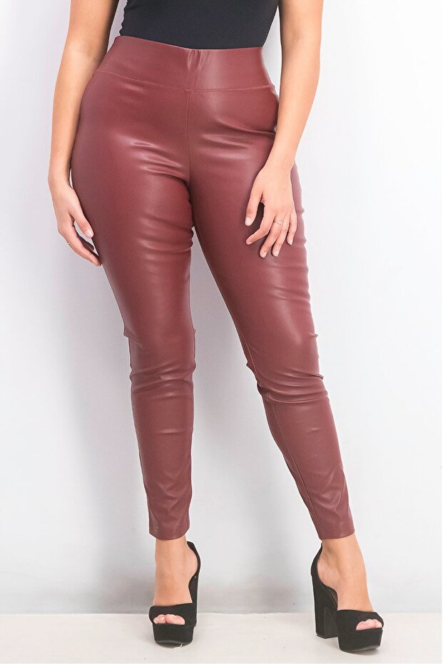 Women Regular Fit Faux Leather Leggings, Port