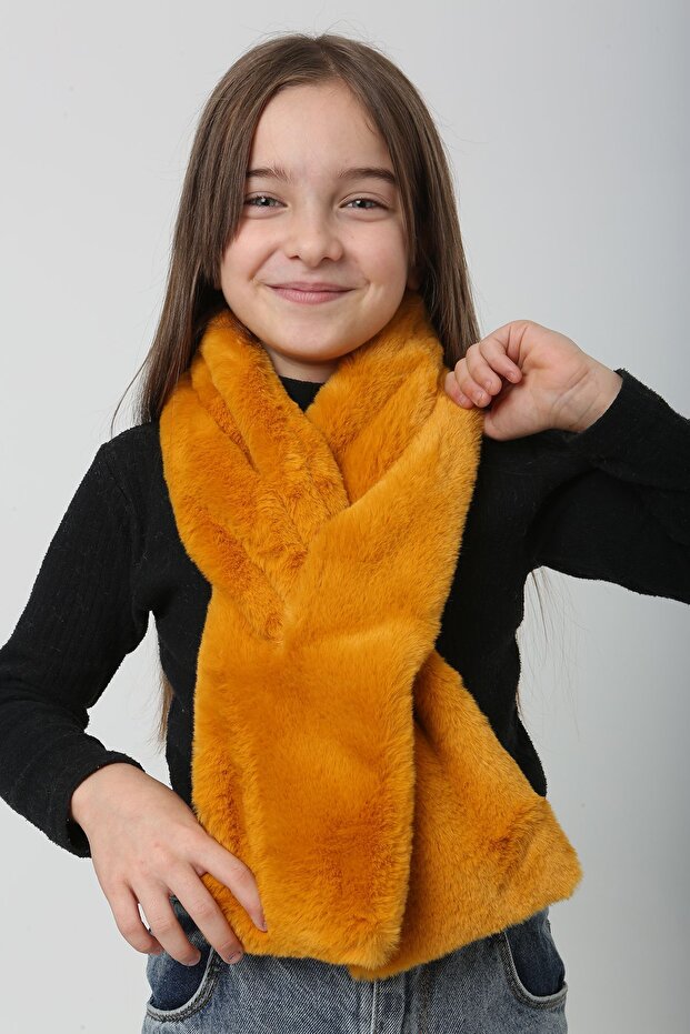 Children's Plush Scarf Neck Collar Scarf Rkb-Ç-01 Mustard
