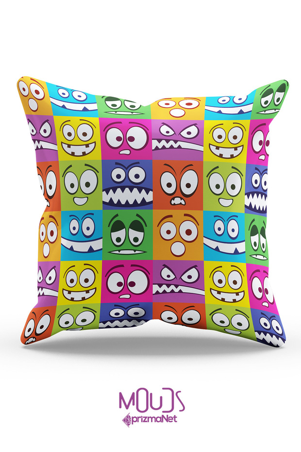 Double Side Printed Cube Face Patterned Single Throw Pillow Case - 1