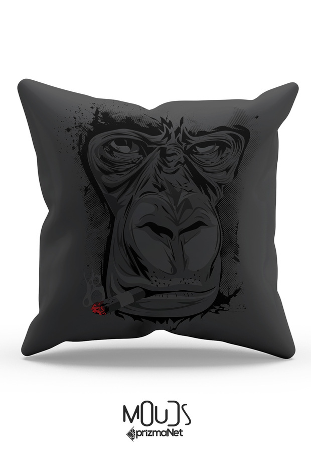 غطاء وسادة رمي فردي بنمط قرد مطبوع على الوجهين - 1