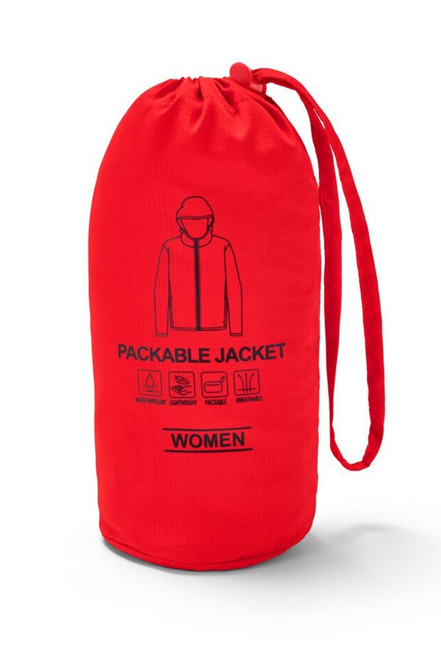 Women Solid Packable Windbreaker Jacket, Orange - 4