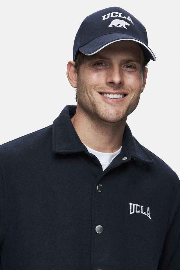 Keane Navy Blue Stamped College Jacket Snap Fastener Standard Fit Men's Jacket - 3