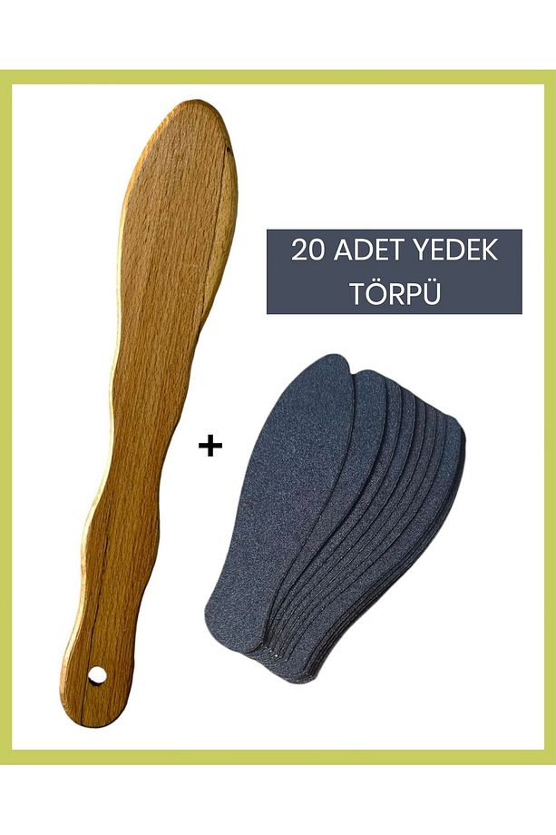 Topuk Törpüsü Set - Ahşap Spatula 20 Adet Yedek Törpü - 1