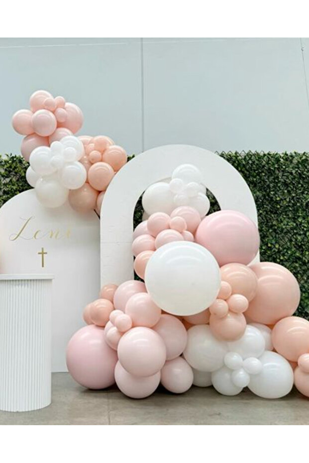Powder Pink White Balloon Chain Set Including 103 Jumbo Balloons