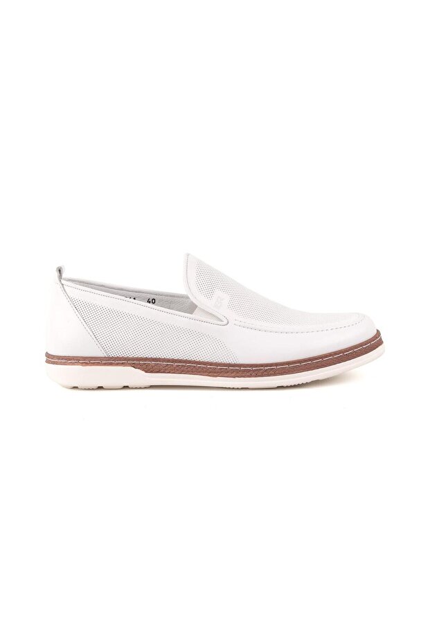 L4741 Leather Men's Loafer Shoes White