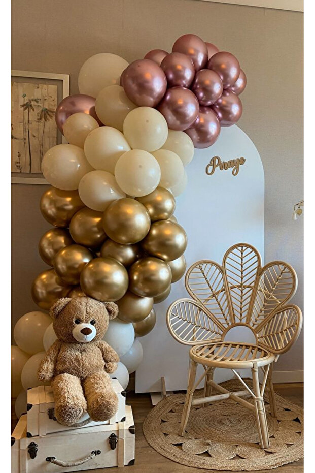 Sea Sand Pink Gold Chrome Balloon Chain Set 100 pcs