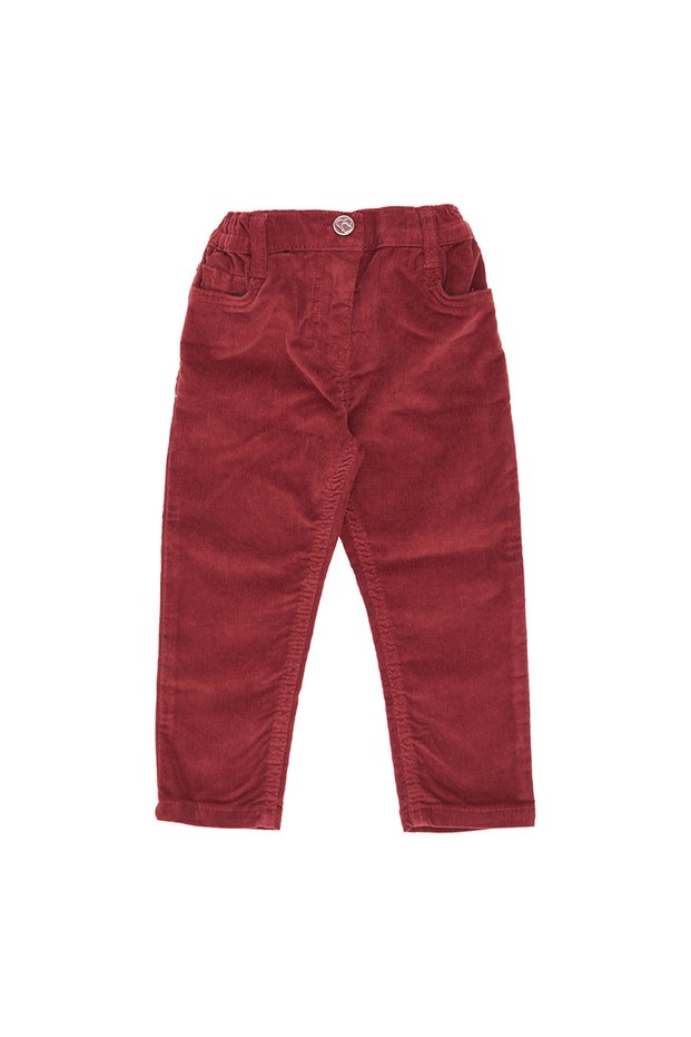 Baby Girl Five Pocket Burgundy Velvet Trousers