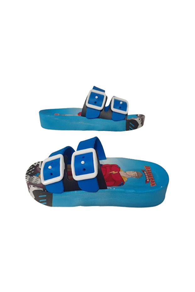 Boy's Blue Navy Blue Hero Figure Non-Slip Sole Slippers Gezzer120-33