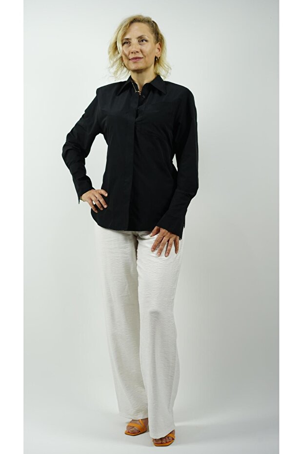 Poplin siyah gömlek - 1