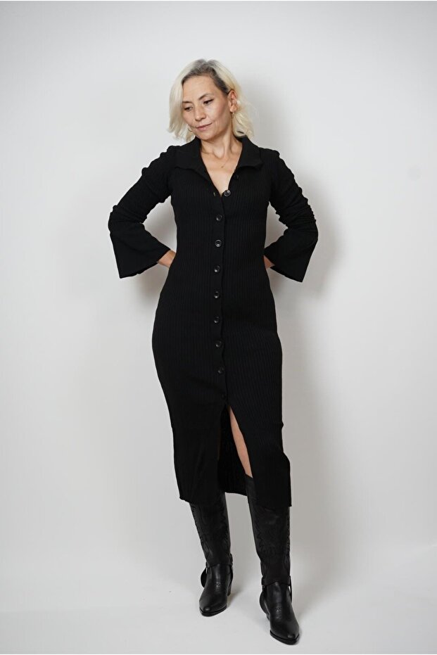 triko düğmeli elbie - 4