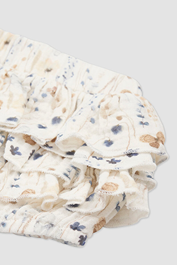 Kız Bebek Baskılı Ekru Müslin Şort - 3