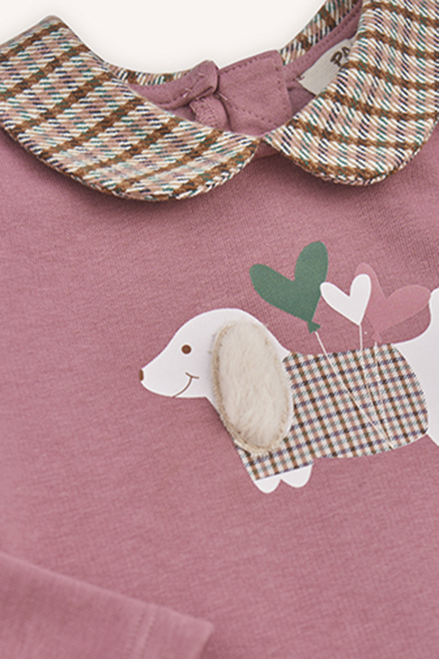 Kız Bebek Bebe Yakalı Pembe Örme Elbise - 3