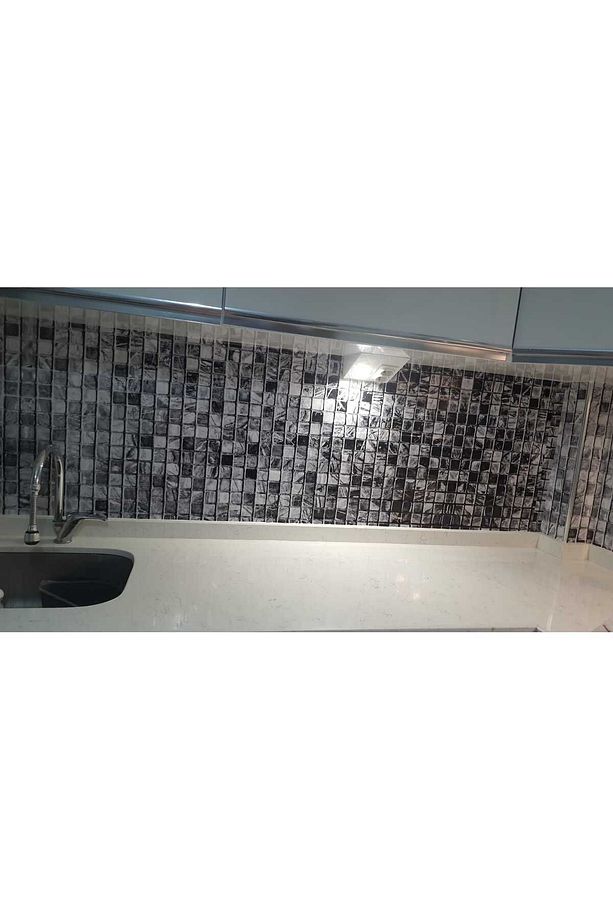 Mutfak Tezgah Arası Kendinden Yapışkanlı Folyo Mozaik Desen Gri 60cmx100cm - 4