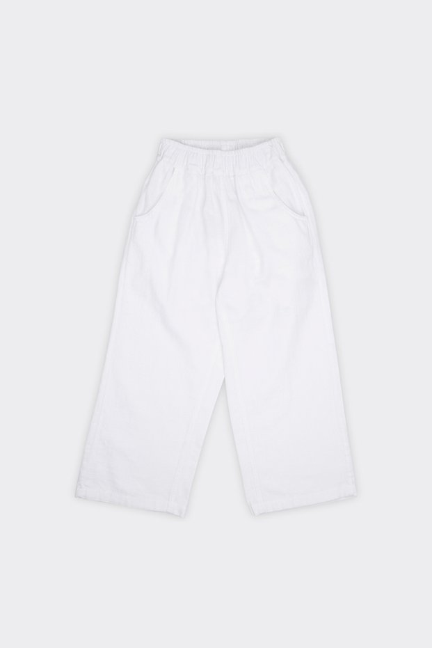 Girl's Elastic Waist White Trousers