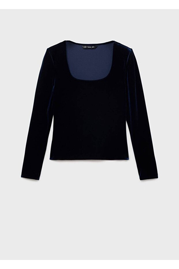 Dekolte kadife tişört - 3