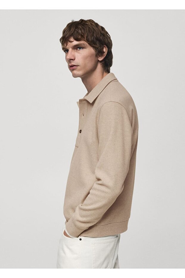 Regular kesim polo kumaş sweatshirt - 8