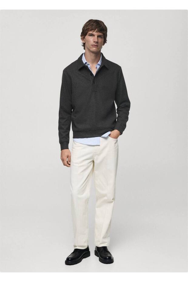 Regular kesim polo kumaş sweatshirt - 2