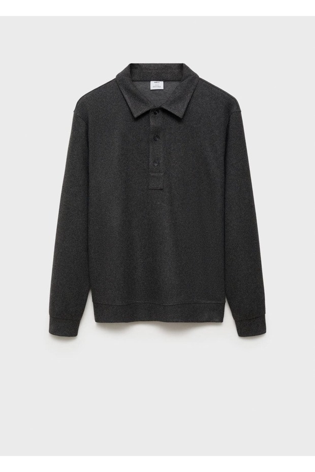 Regular kesim polo kumaş sweatshirt - 3