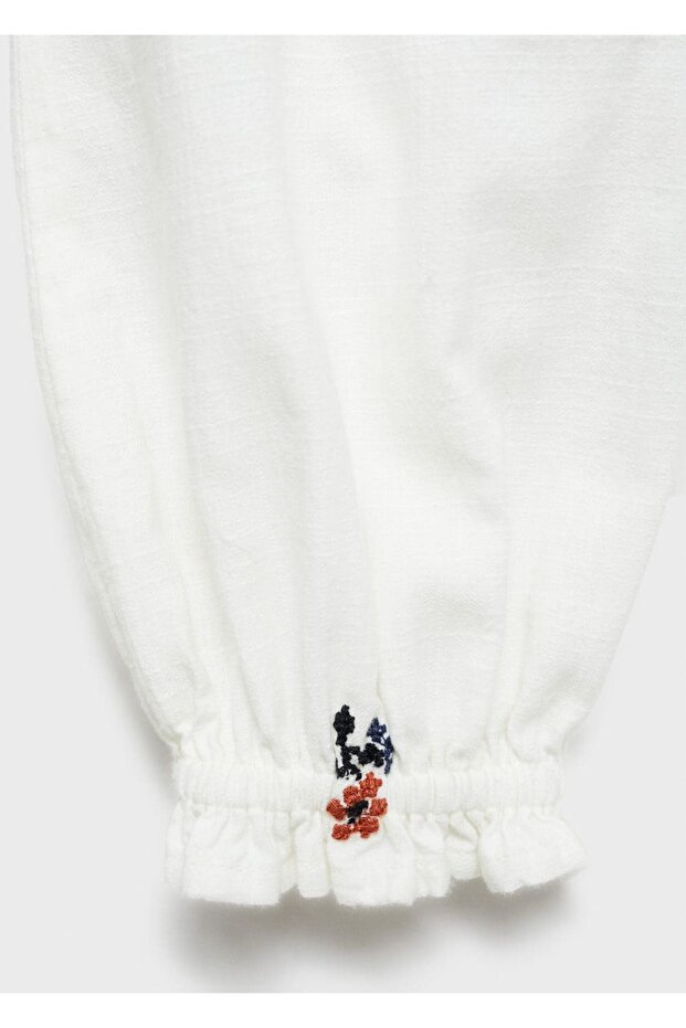 Çiçek işlemeli bluz - 4