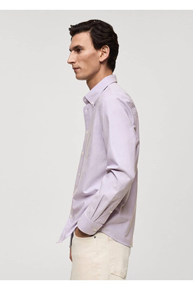 Regular fit pamuklu Oxford gömlek - 8