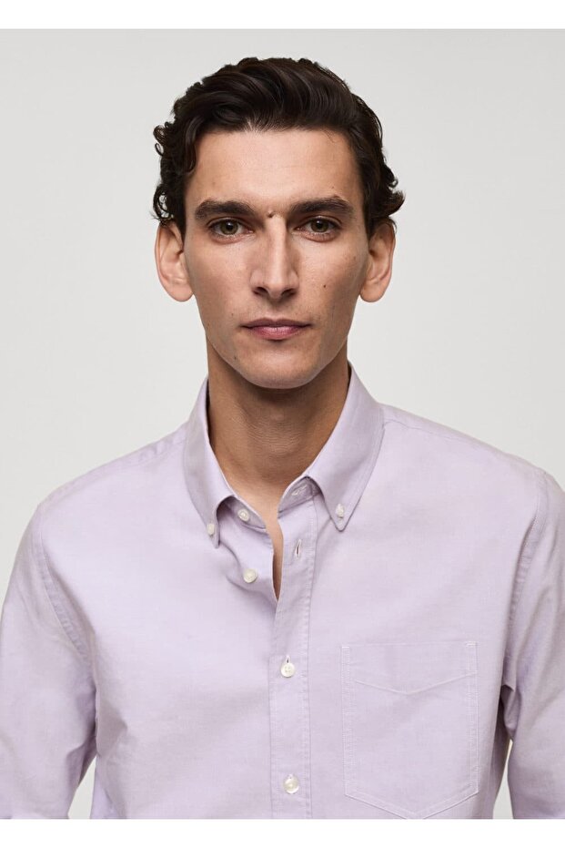 Regular fit pamuklu Oxford gömlek - 7