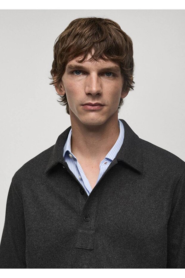 Regular kesim polo kumaş sweatshirt - 7