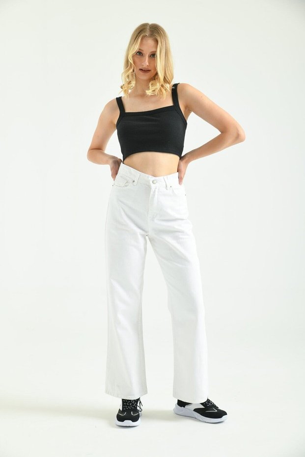 90's Women's White Wide Leg Palazzo High-Waist Pants