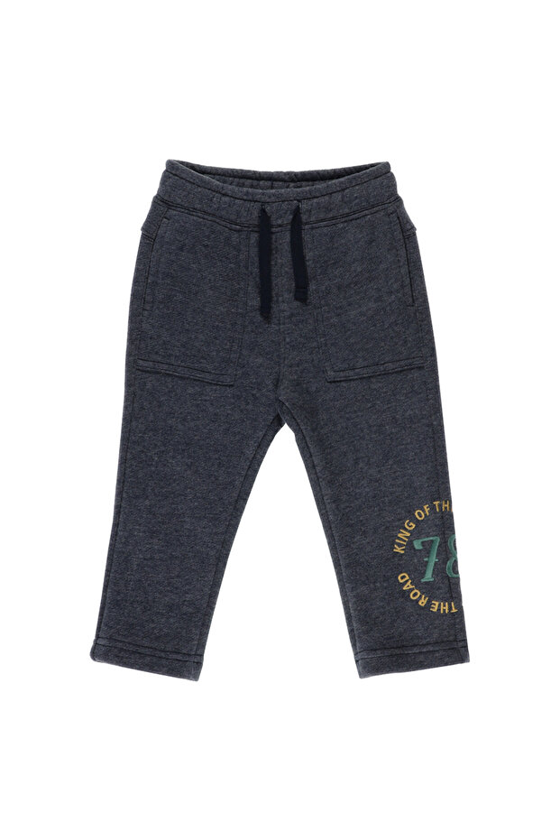 Baby Boy Embroidered Navy Blue Sweatpants