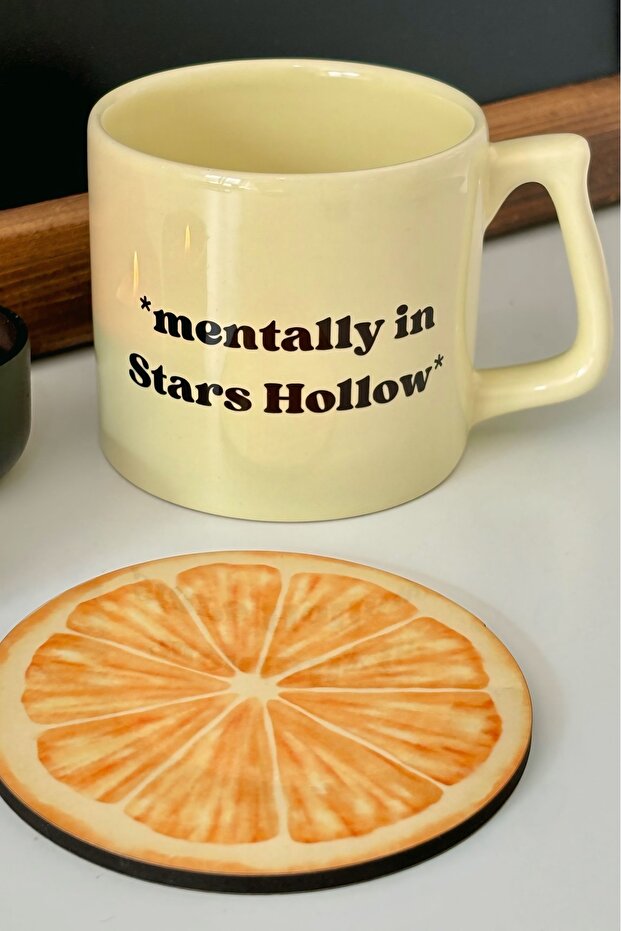 حامل أكواب منقوش باللون البرتقالي - 1