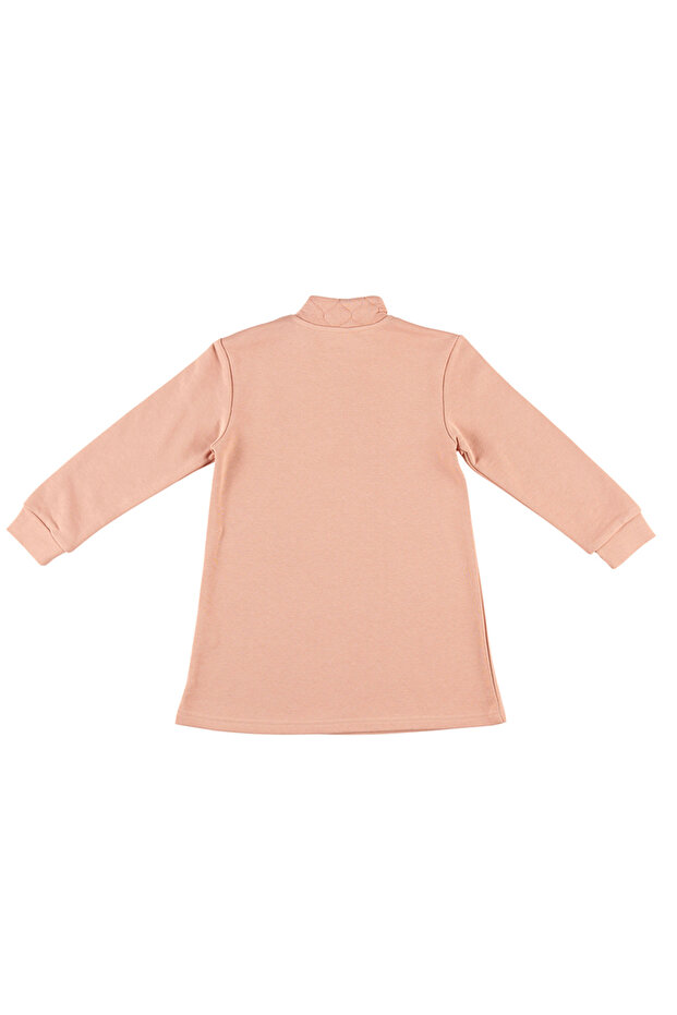 Kız Çocuk Kapitone Detaylı Somon Örme Elbise - 2