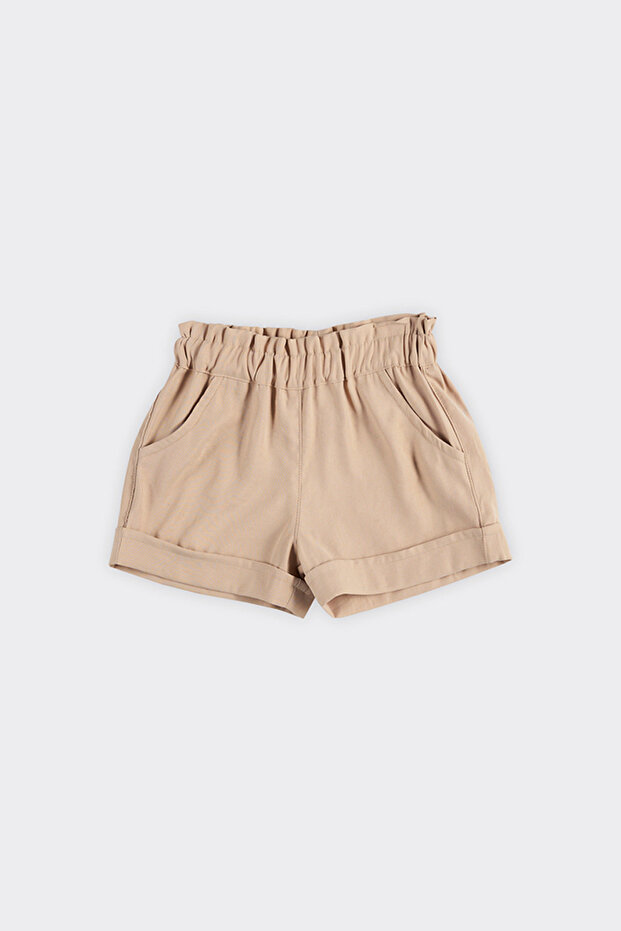 Baby Girl Beige Shorts with Elastic Waist