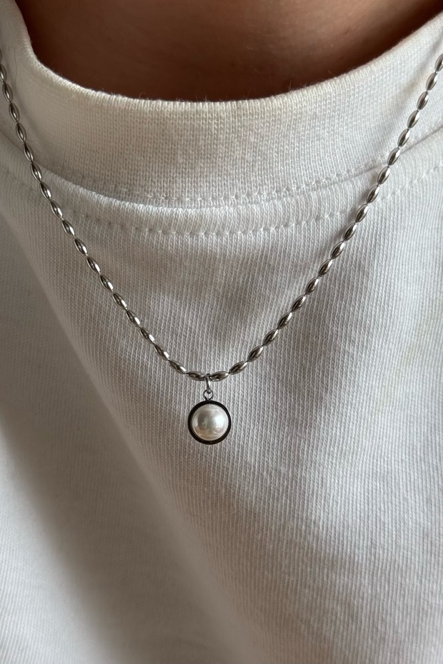 316L Steel Dotted Pearl Necklace