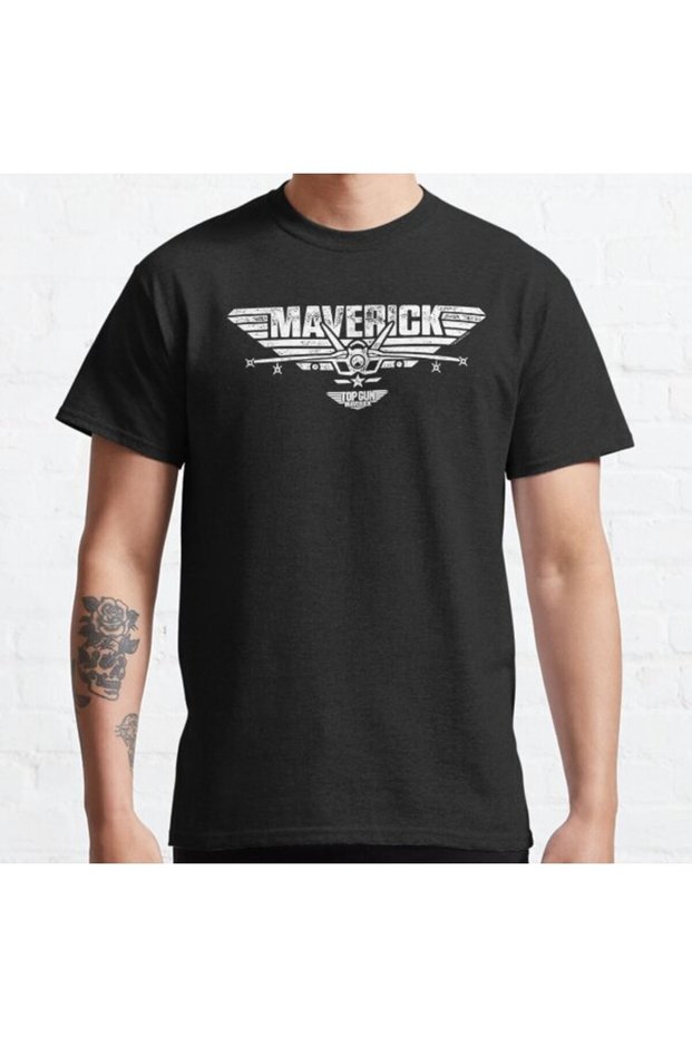 Loose Fit Unisex Top Gun: Maverick Centered Jet Logo Design Printed T-shirt