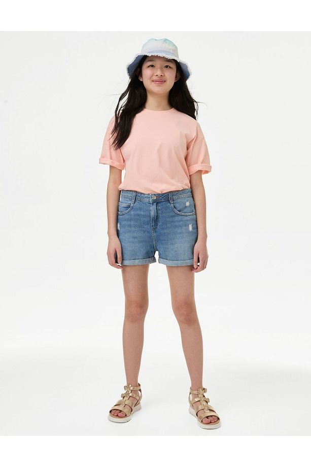 Saf Pamuklu Regular Fit Denim Şort (6-16 Yaş) - 1