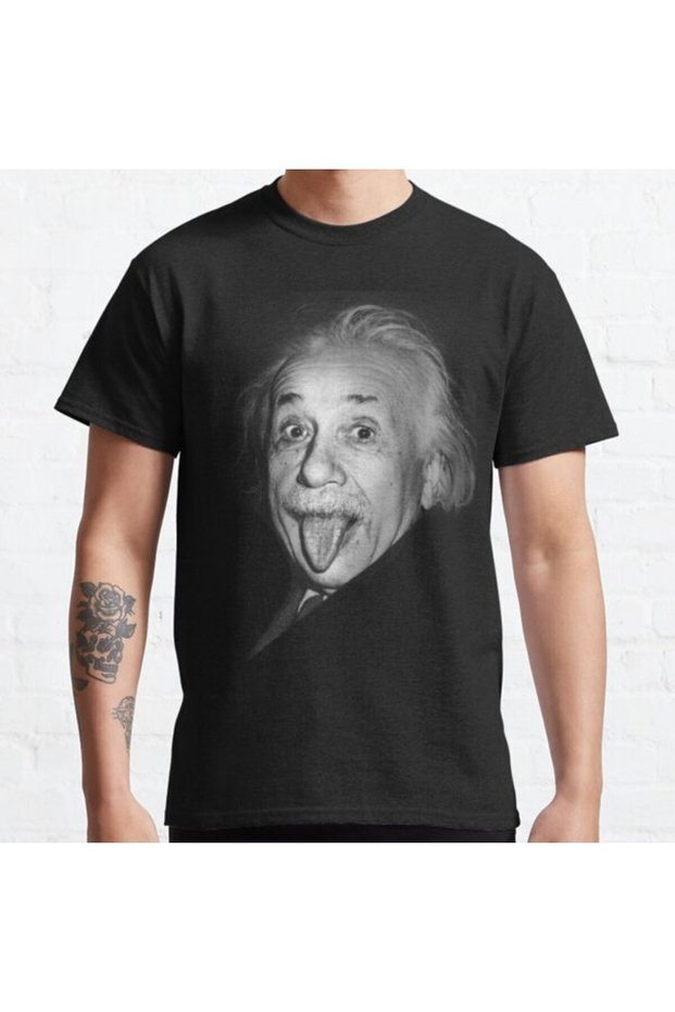 Loose Fit Unisex Albert Einstein Genius Tongue Funny Design Printed T-shirt