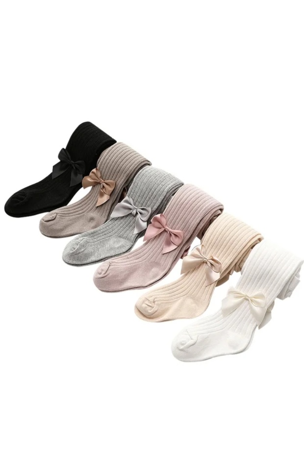 Baby and Children's Pantyhose with Bows, Winter Set of 6