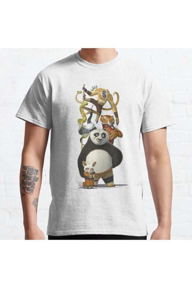 Loose Fit Unisex Kung Fu Panda Po And The Furious Five Portrait Design Printed T-shirt