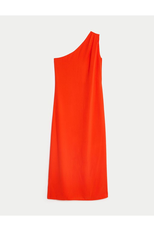 Regular Fit Tek Omuz Midi Elbise - 4