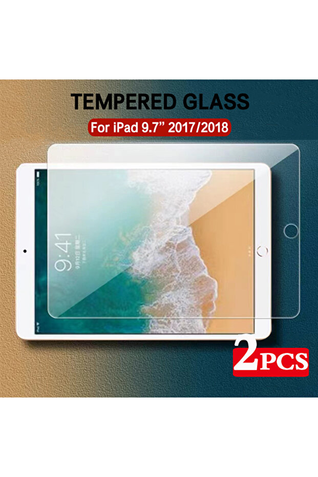 قطعتان من واقي الشاشة الزجاجي المقوى لجهاز iPad 9.7 بوصة (إصدارات 2017 و2018، الجيل الخامس والسادس، A1822، A1823، A1893، A1954) P