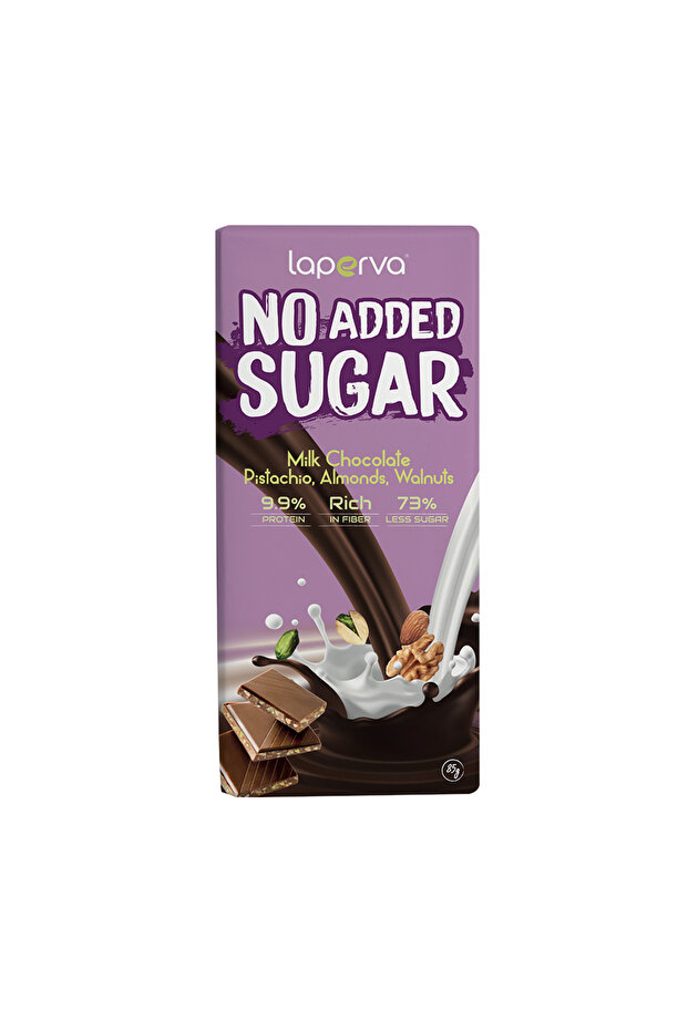 No Added Sugar Chocolate Bar (Box of 12PCS), Milk Chocolate Pistachio, Almonds and Walnuts