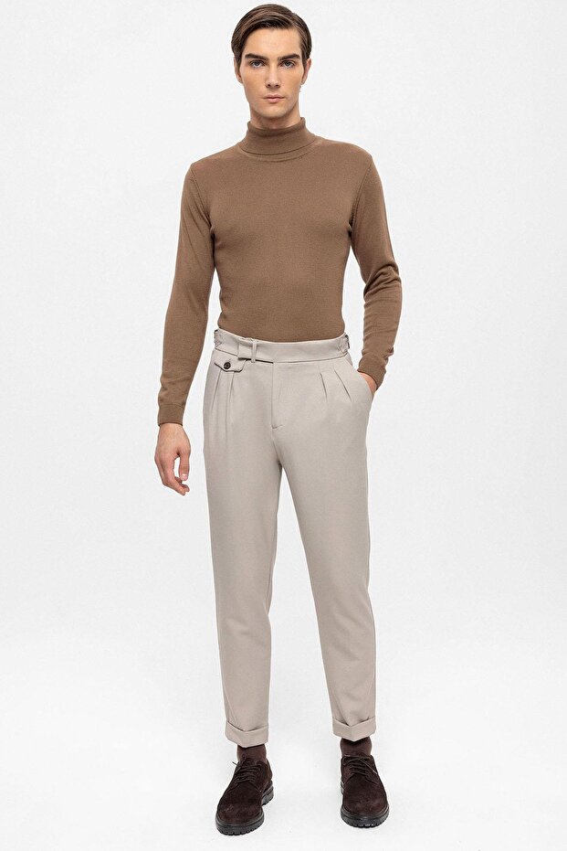 High Waist Pleated Men's Trousers